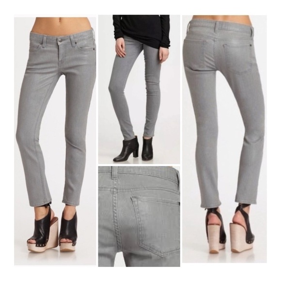 VINCE Waxed Crop Gray Skinny Jeans